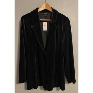 J. Jill Wearever Collection Blazer Jacket Womens XL Petite Black Velvet NEW